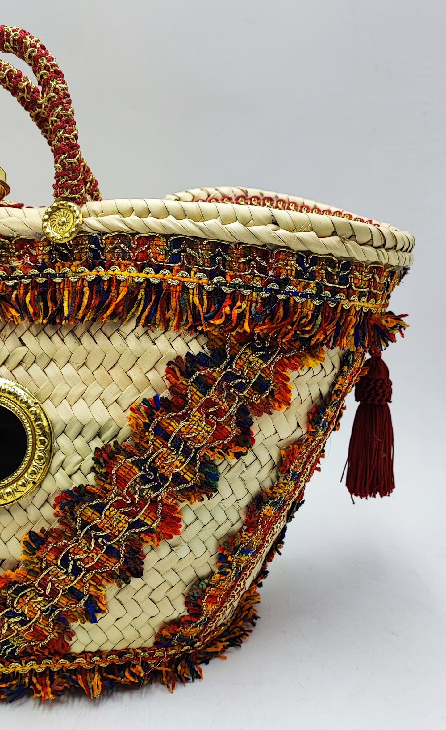 Italian Handmade Straw Tote Bag – Mediterranean Boho Chic | 47x27 cm (18.5x10.6 in)