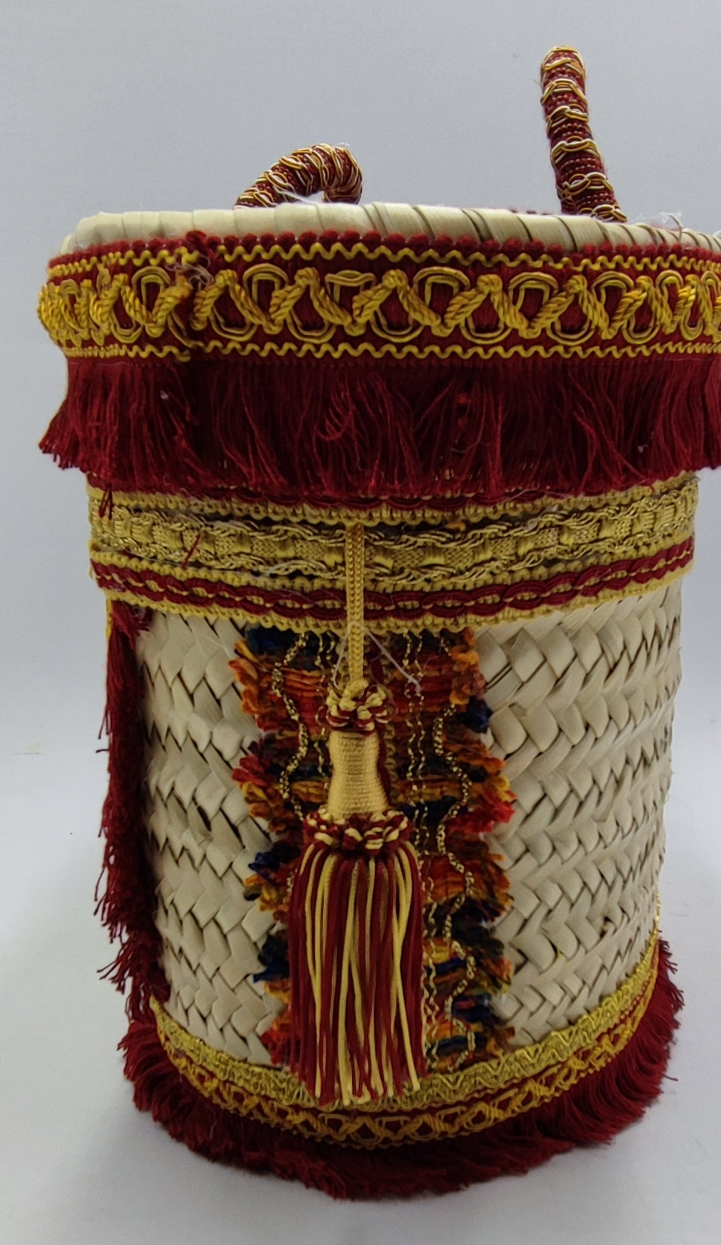 Luxurious Handcrafted Sicilian Tote Bag – Baroque Style with Red & Gold Embellishments – 46cm x 26cm (18” x 10.2”)