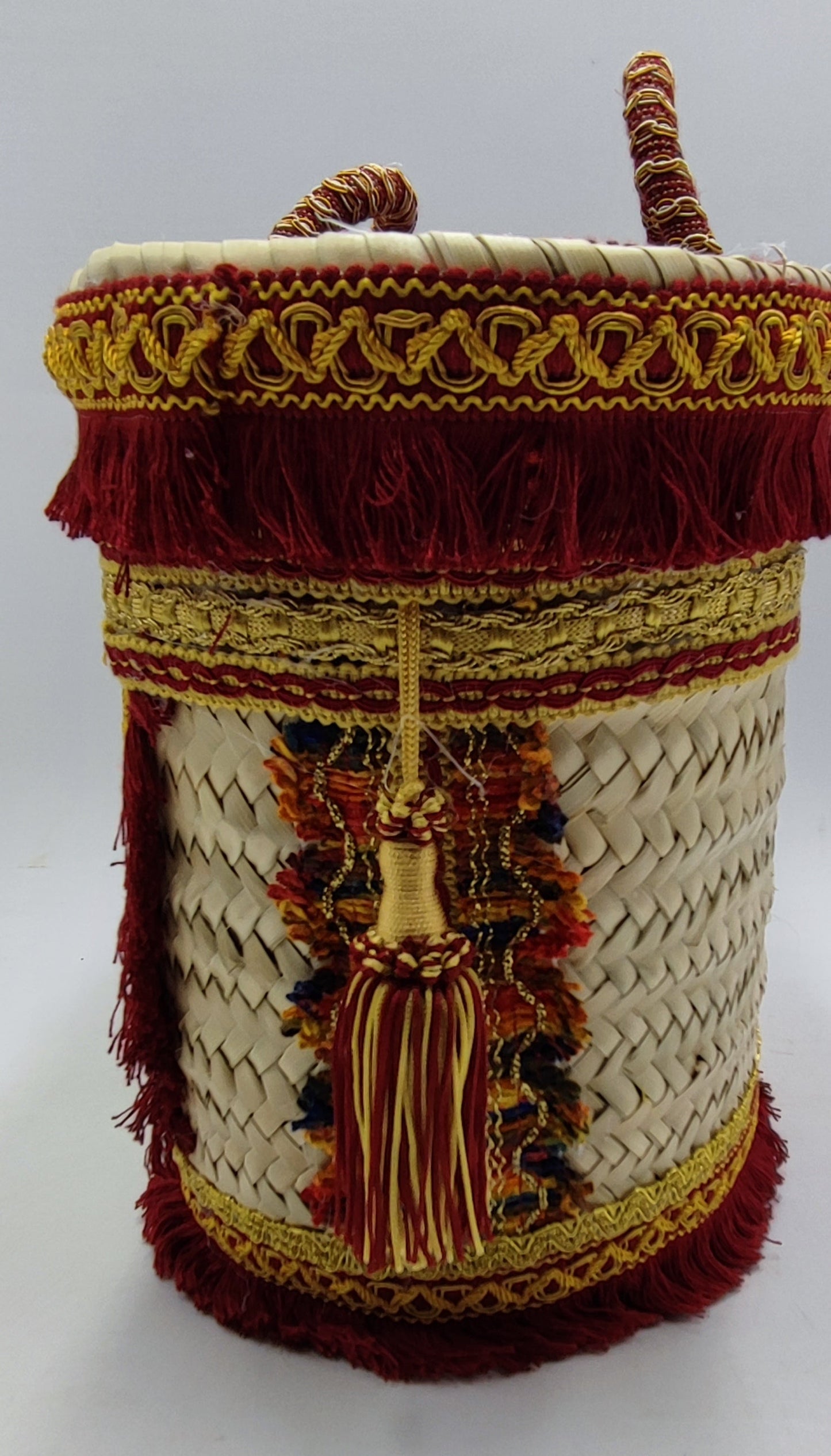 Luxurious Handcrafted Sicilian Tote Bag – Baroque Style with Red & Gold Embellishments – 46cm x 26cm (18” x 10.2”)