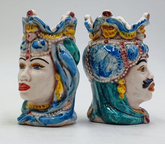 Teste di Moro Emiri Style – 15cm (5.9") – Handcrafted Caltagirone Ceramic with Intricate Arab Influence – Sicilian Decorative Art