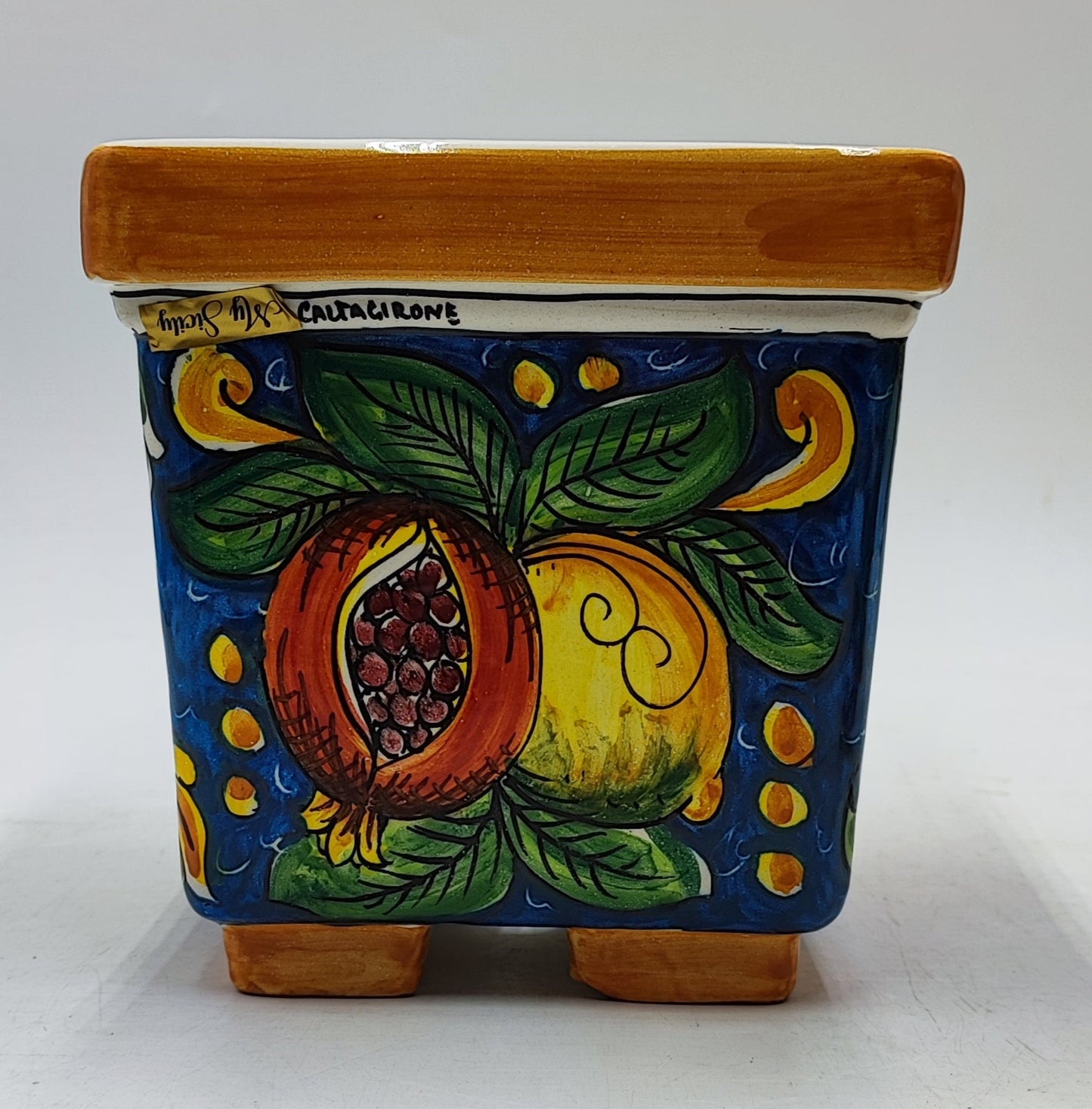 Ceramica di Caltagirone Square Planter – 17cm (6.7 inches) – Handcrafted Sicilian Ceramic Pot