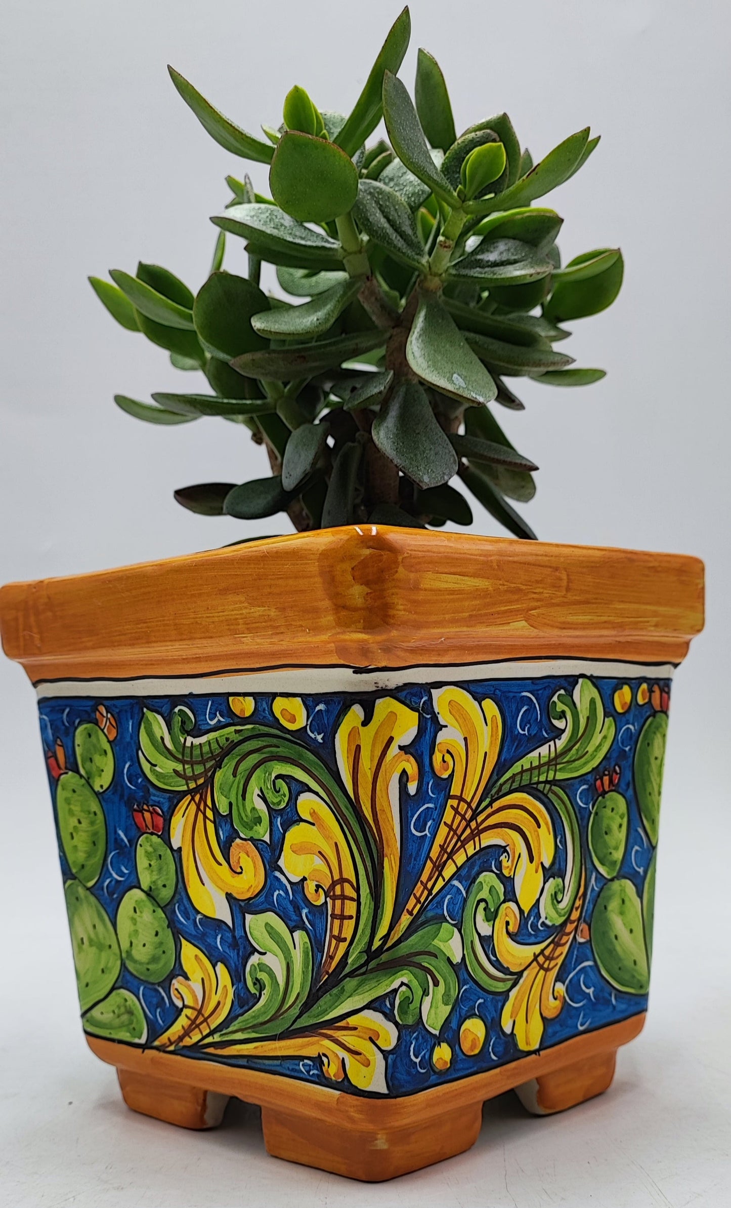Ceramica di Caltagirone Square Planter – 17cm (6.7 inches) – Handcrafted Sicilian Ceramic Pot