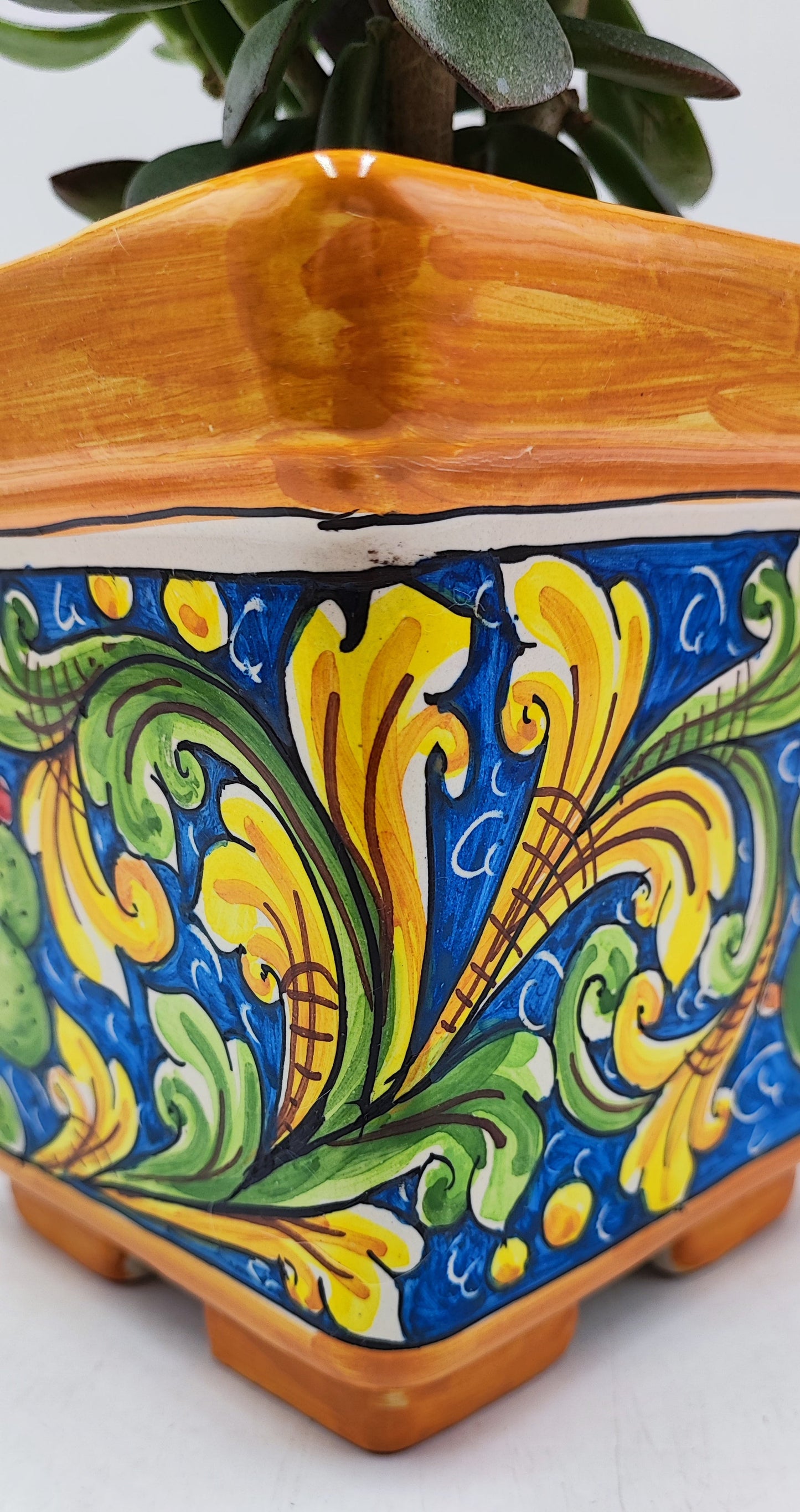 Ceramica di Caltagirone Square Planter – 17cm (6.7 inches) – Handcrafted Sicilian Ceramic Pot