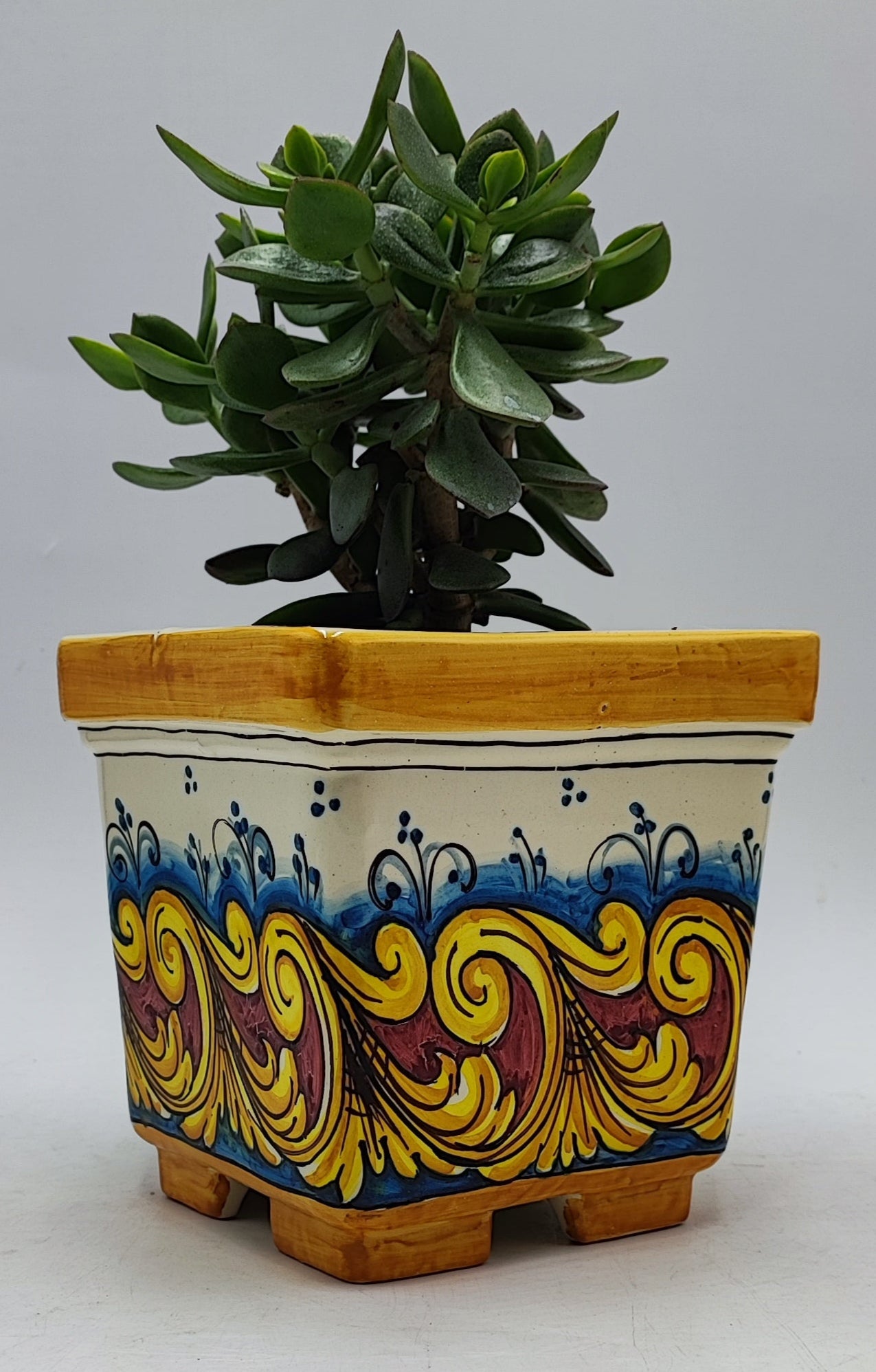 Ceramica di Caltagirone Square Planter – 17cm (6.7 inches) – Handcrafted Sicilian Ceramic Pot