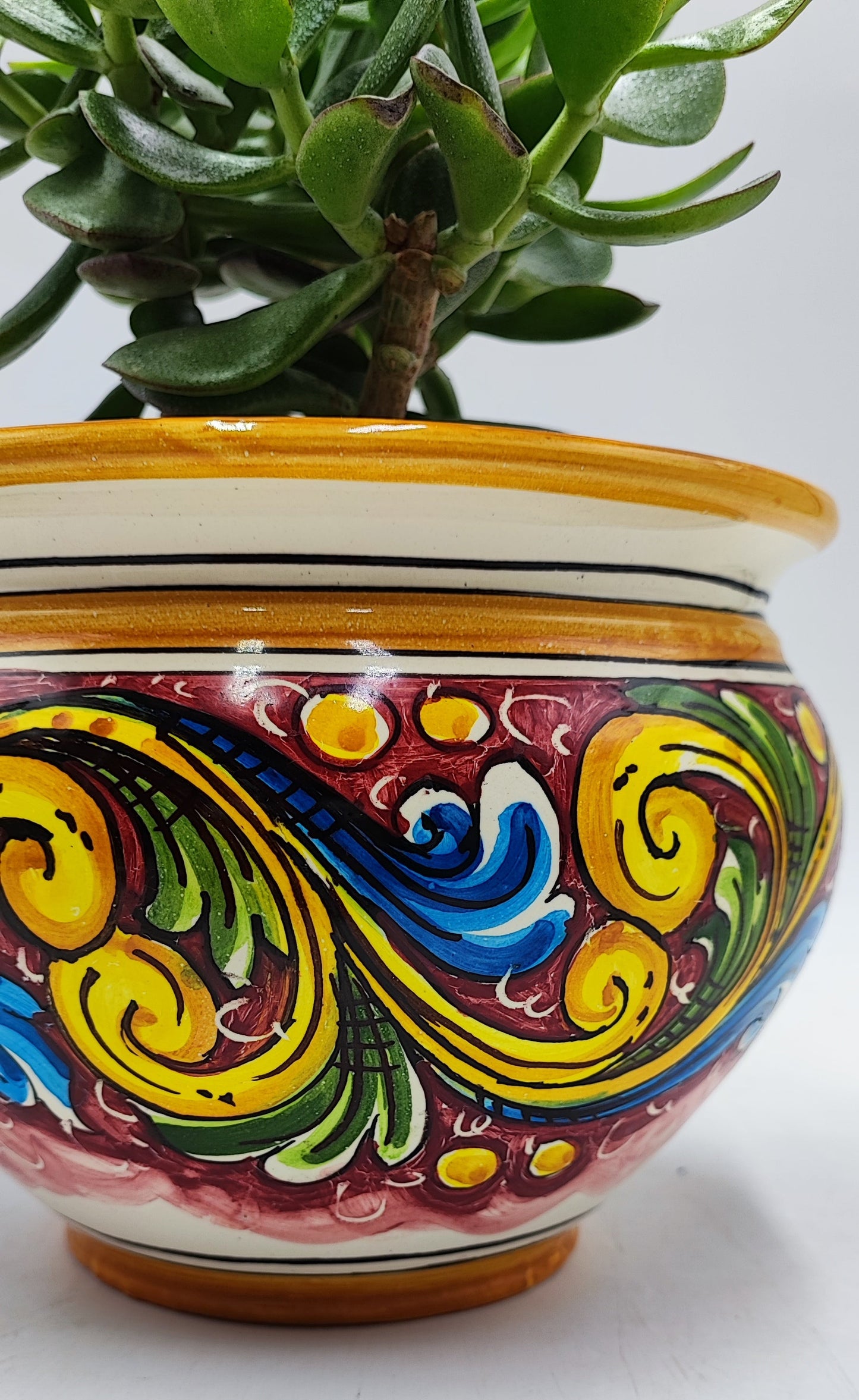 Handcrafted Caltagirone Ceramic Vase Holder- Hand-painted Beauty