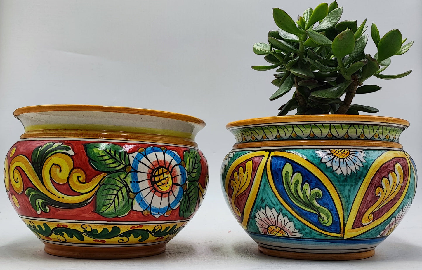 Handcrafted Caltagirone Ceramic Vase Holder- Hand-painted Beauty