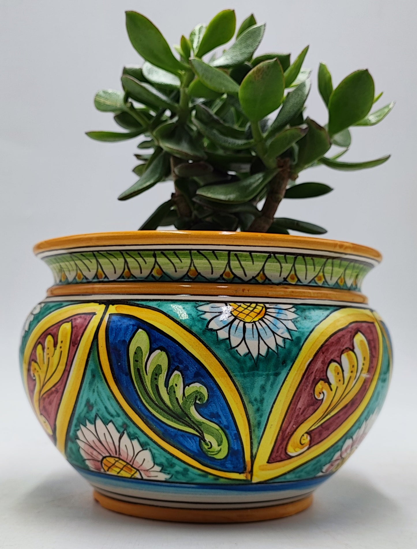 Handcrafted Caltagirone Ceramic Vase Holder- Hand-painted Beauty