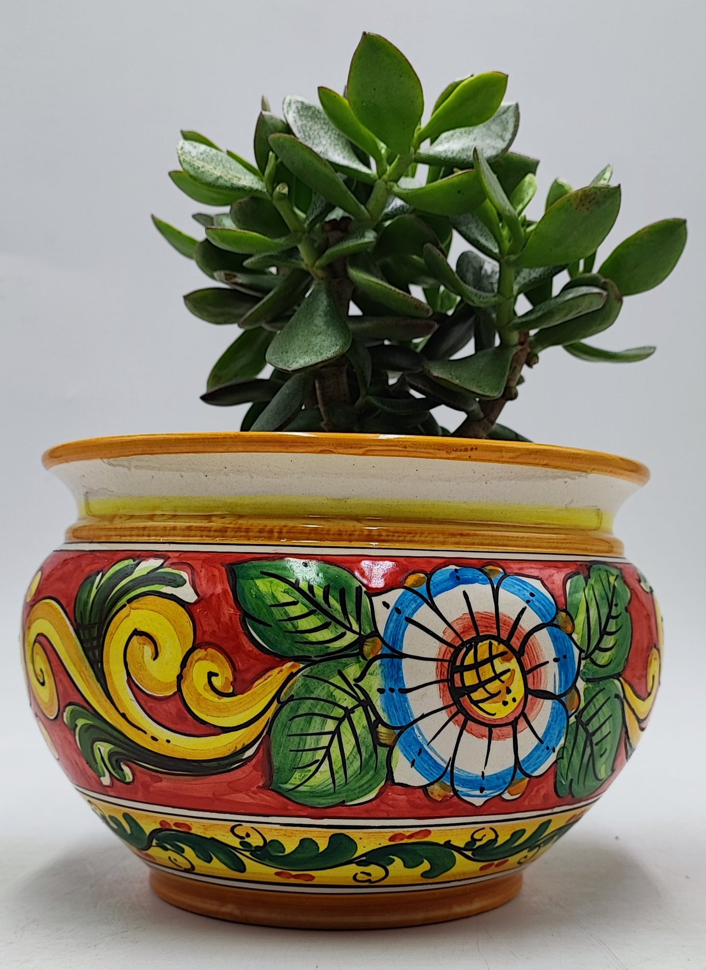 Handcrafted Caltagirone Ceramic Vase Holder- Hand-painted Beauty