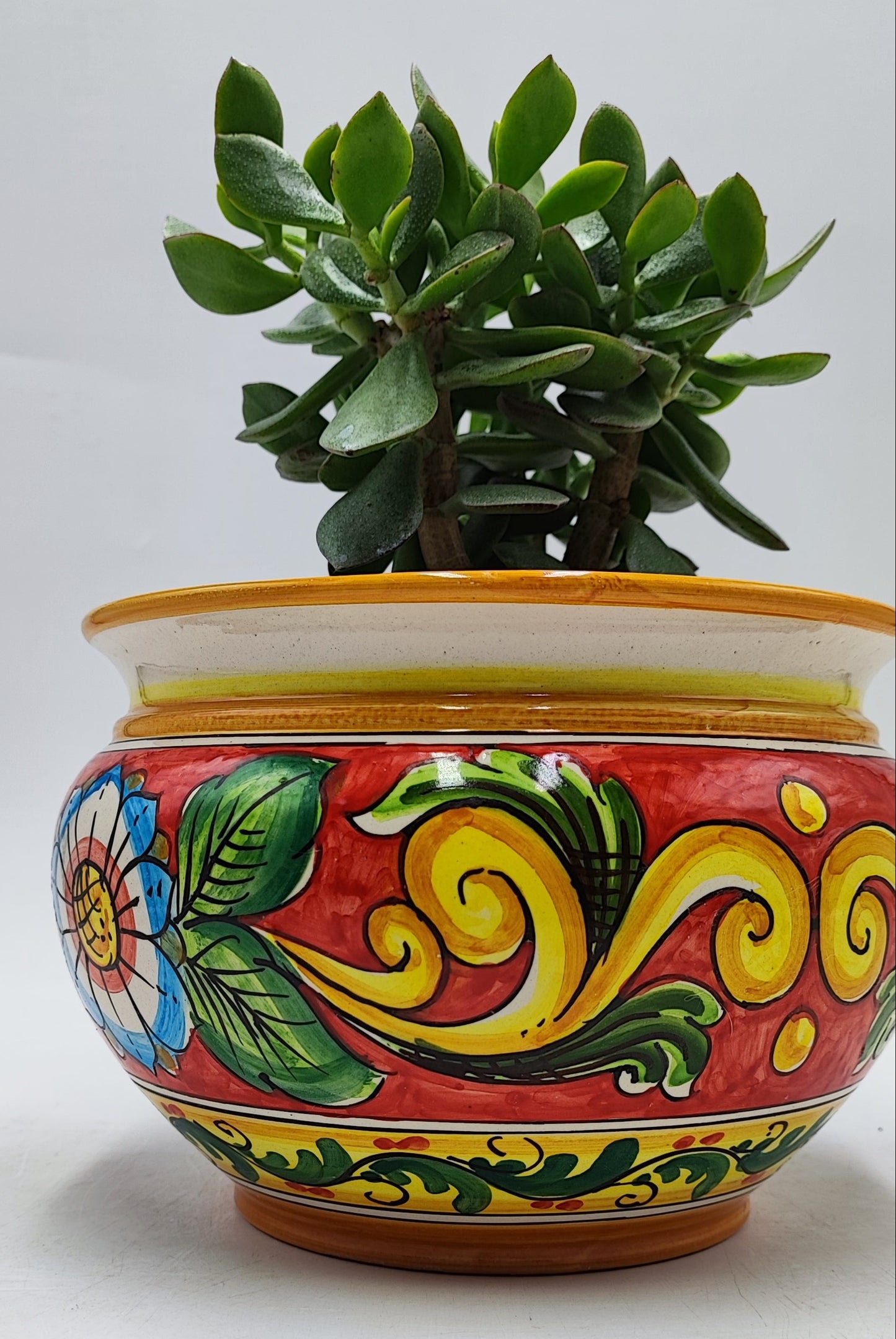 Handcrafted Caltagirone Ceramic Vase Holder- Hand-painted Beauty