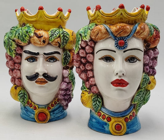 Ceramica di Caltagirone " Sicilian Moorish heads" Greek style 25H