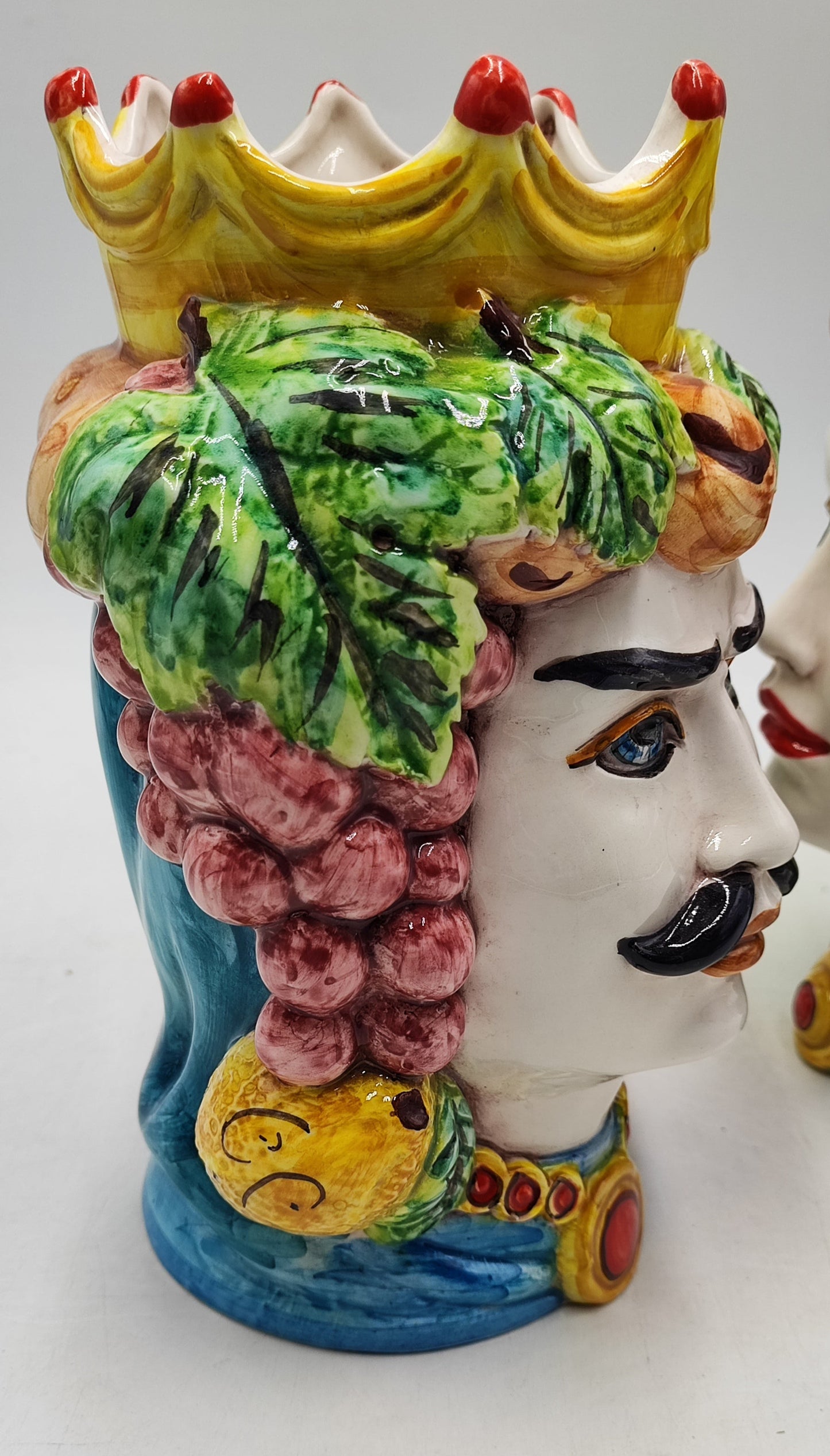 Ceramica di Caltagirone " Sicilian Moorish heads" Greek style 25H