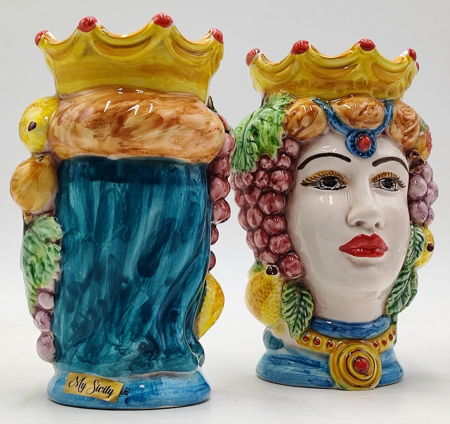Ceramica di Caltagirone Sicilian Moorish Heads - Handcrafted Mediterranean Art Sculpture in Italian Pottery