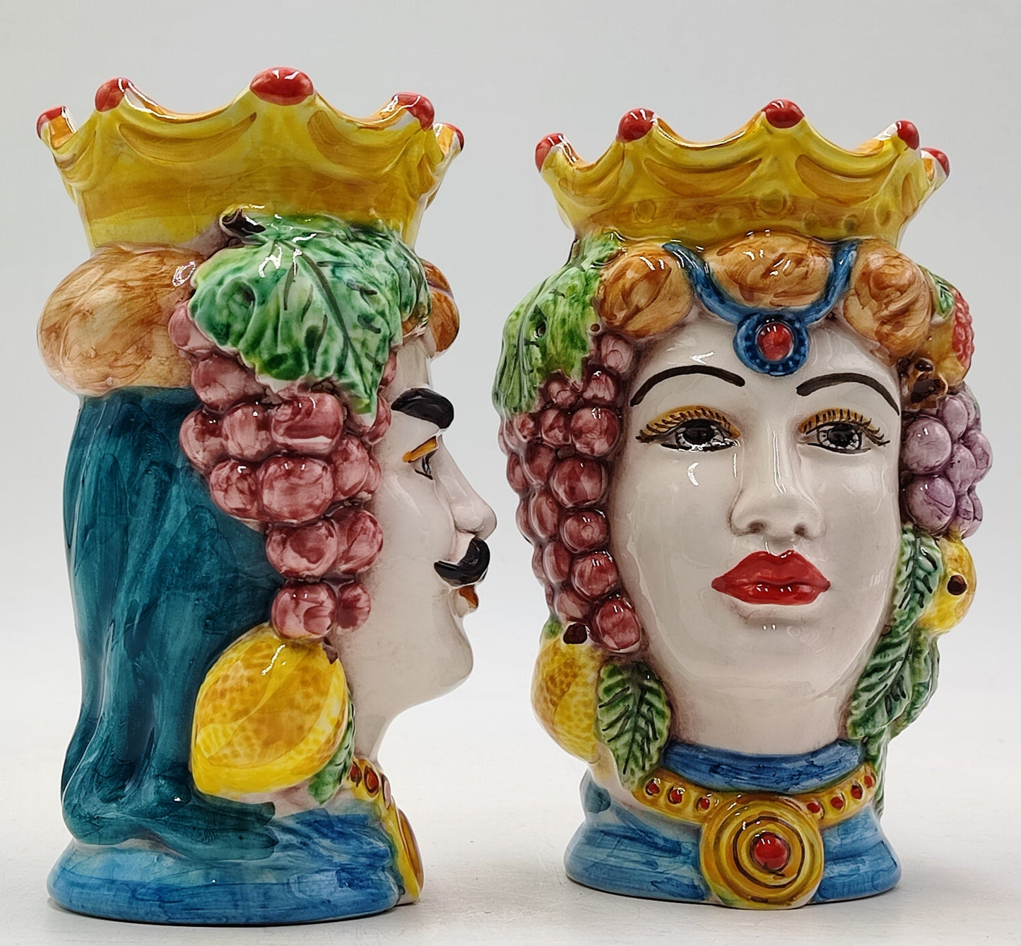 Ceramica di Caltagirone Sicilian Moorish Heads - Handcrafted Mediterranean Art Sculpture in Italian Pottery