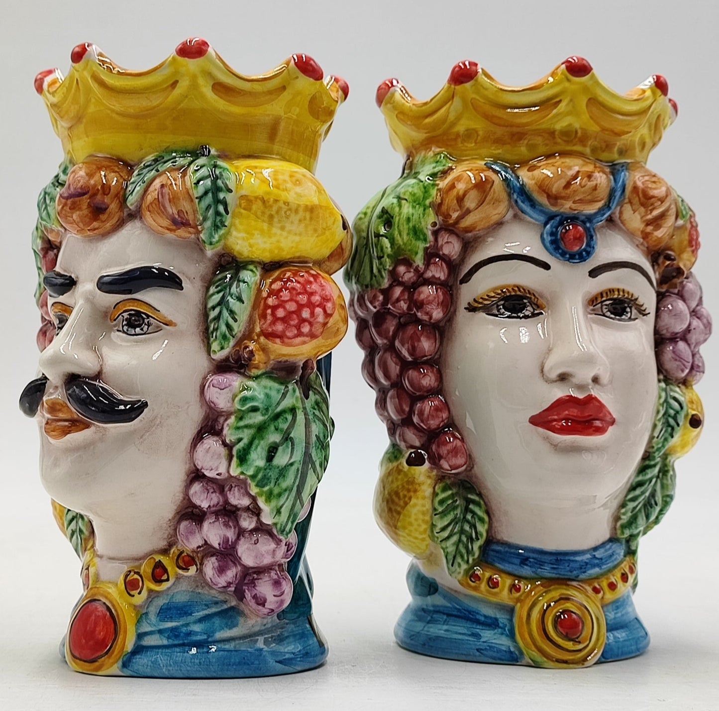 Ceramica di Caltagirone Sicilian Moorish Heads - Handcrafted Mediterranean Art Sculpture in Italian Pottery