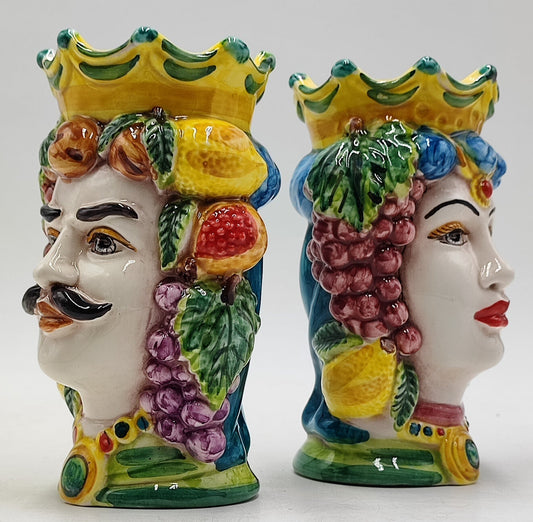 Ceramica di Caltagirone Sicilian Moorish Heads - Handcrafted Mediterranean Art Sculpture in Italian Pottery