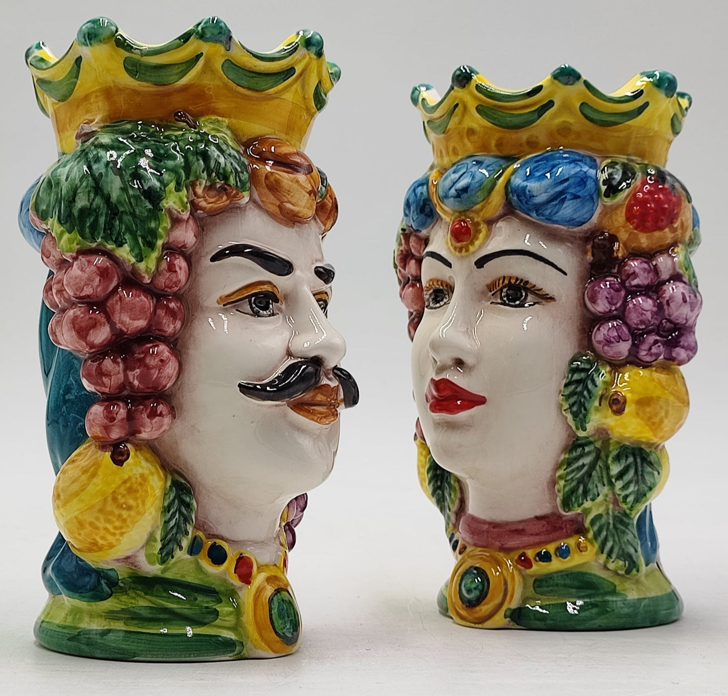 Ceramica di Caltagirone Sicilian Moorish Heads - Handcrafted Mediterranean Art Sculpture in Italian Pottery