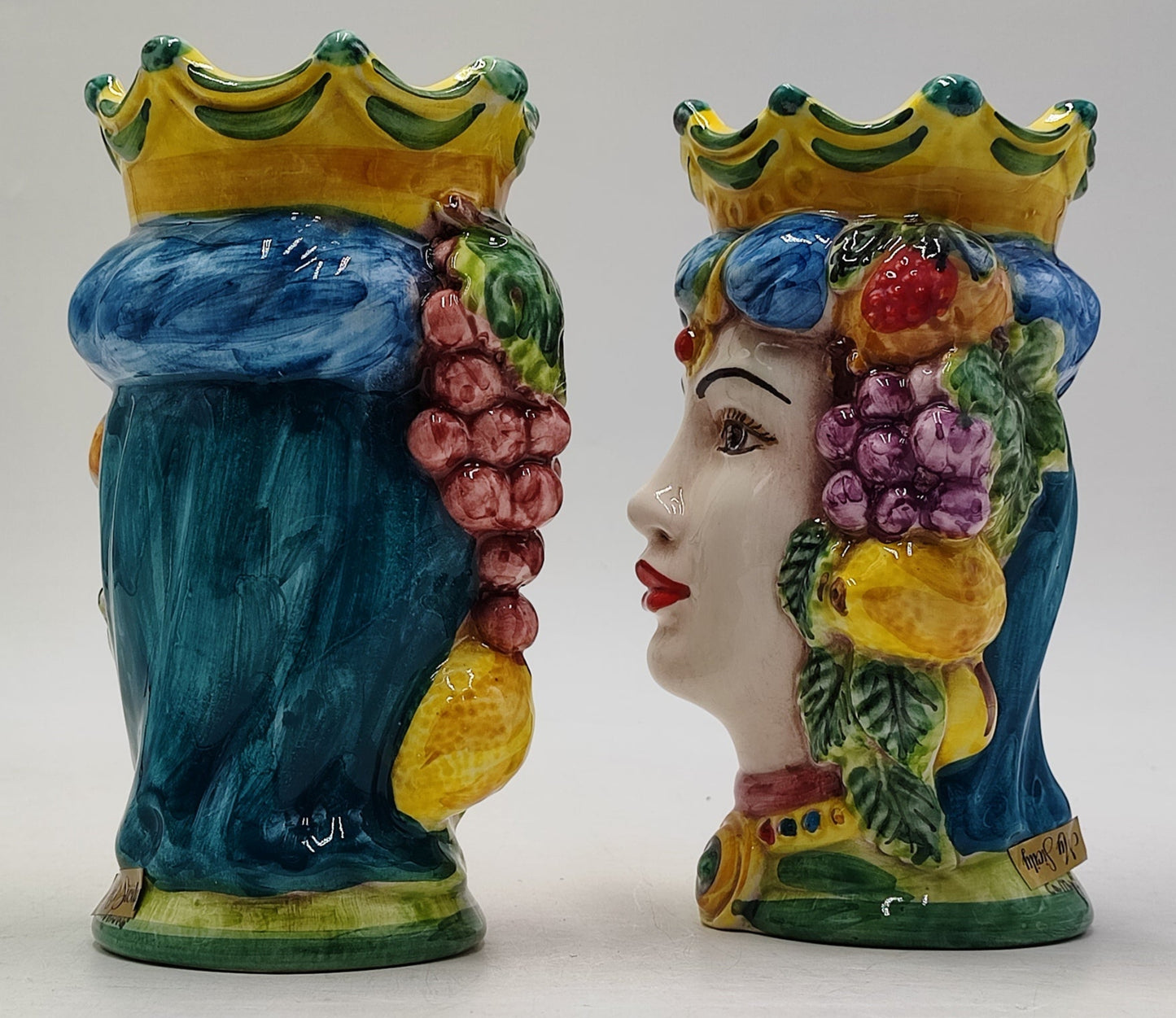 Ceramica di Caltagirone Sicilian Moorish Heads - Handcrafted Mediterranean Art Sculpture in Italian Pottery