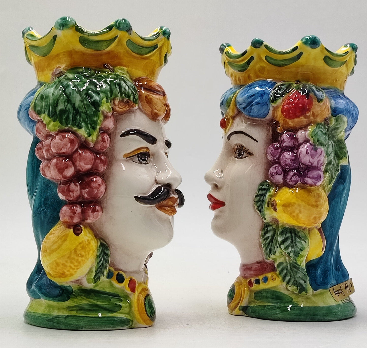 Ceramica di Caltagirone Sicilian Moorish Heads - Handcrafted Mediterranean Art Sculpture in Italian Pottery