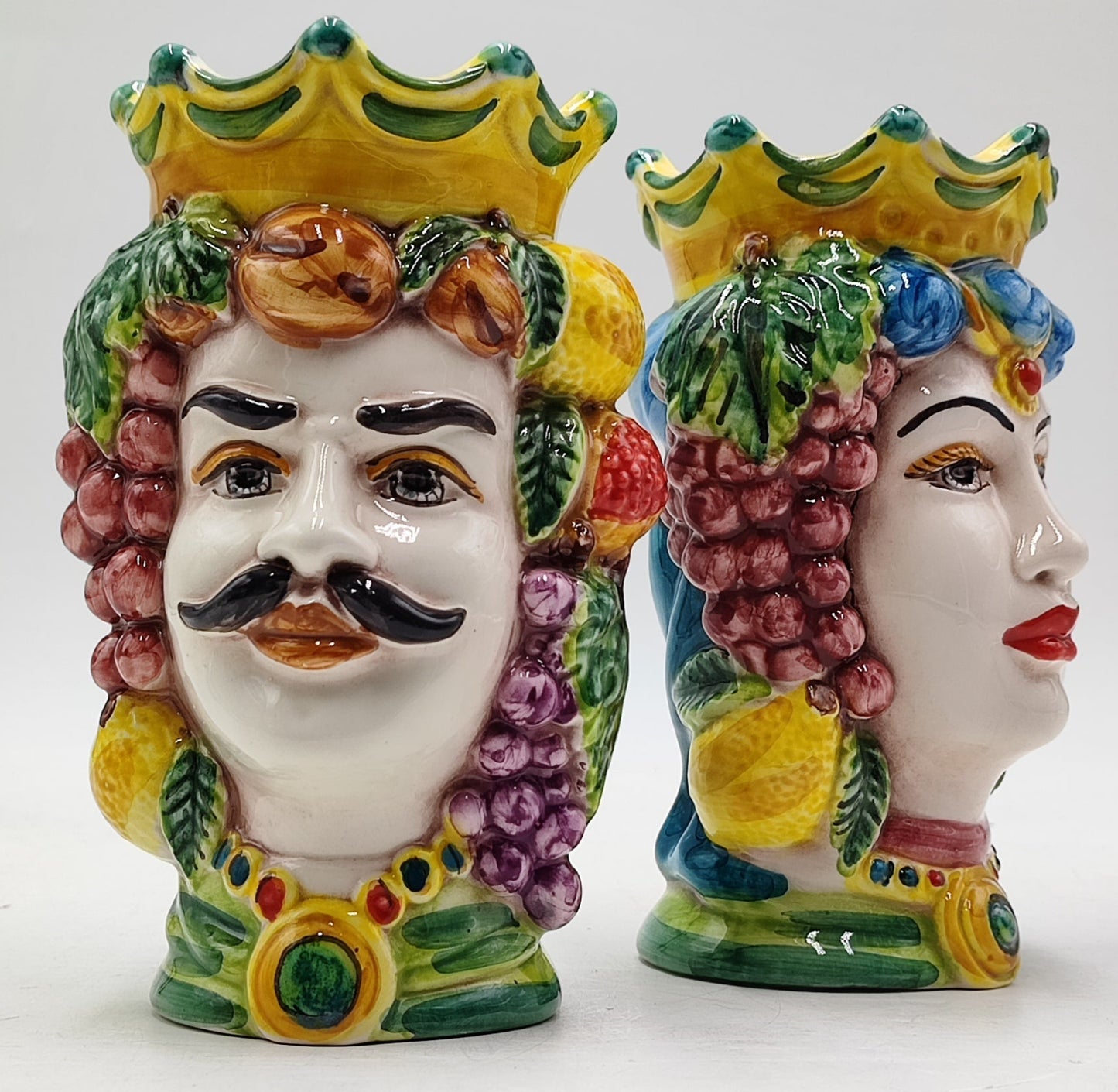Ceramica di Caltagirone Sicilian Moorish Heads - Handcrafted Mediterranean Art Sculpture in Italian Pottery