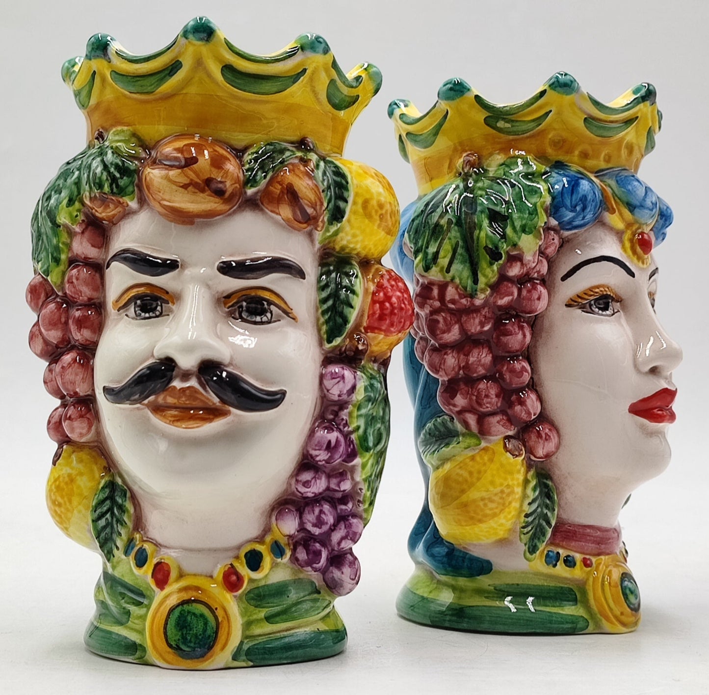 Ceramica di Caltagirone Sicilian Moorish Heads - Handcrafted Mediterranean Art Sculpture in Italian Pottery