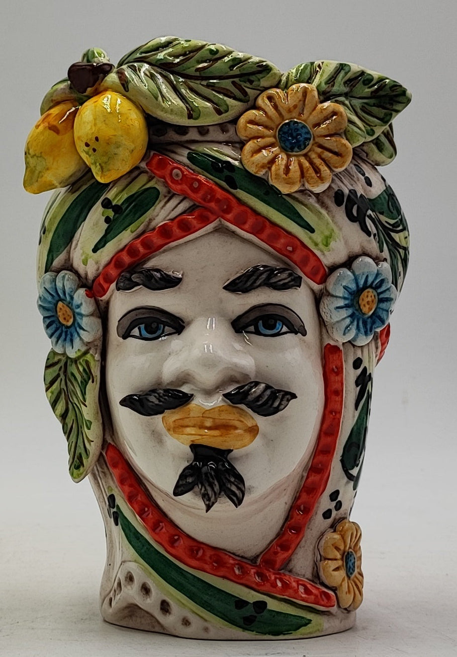 Ceramica di Caltagirone Sicilian Moorish Heads - Handcrafted Mediterranean Art Sculpture in Italian Pottery