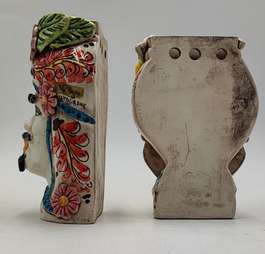 Sicilian Elegance: Teste di Moro Wall Hanging from Ceramica di Caltagirone with Lemon and Floral Decoration"