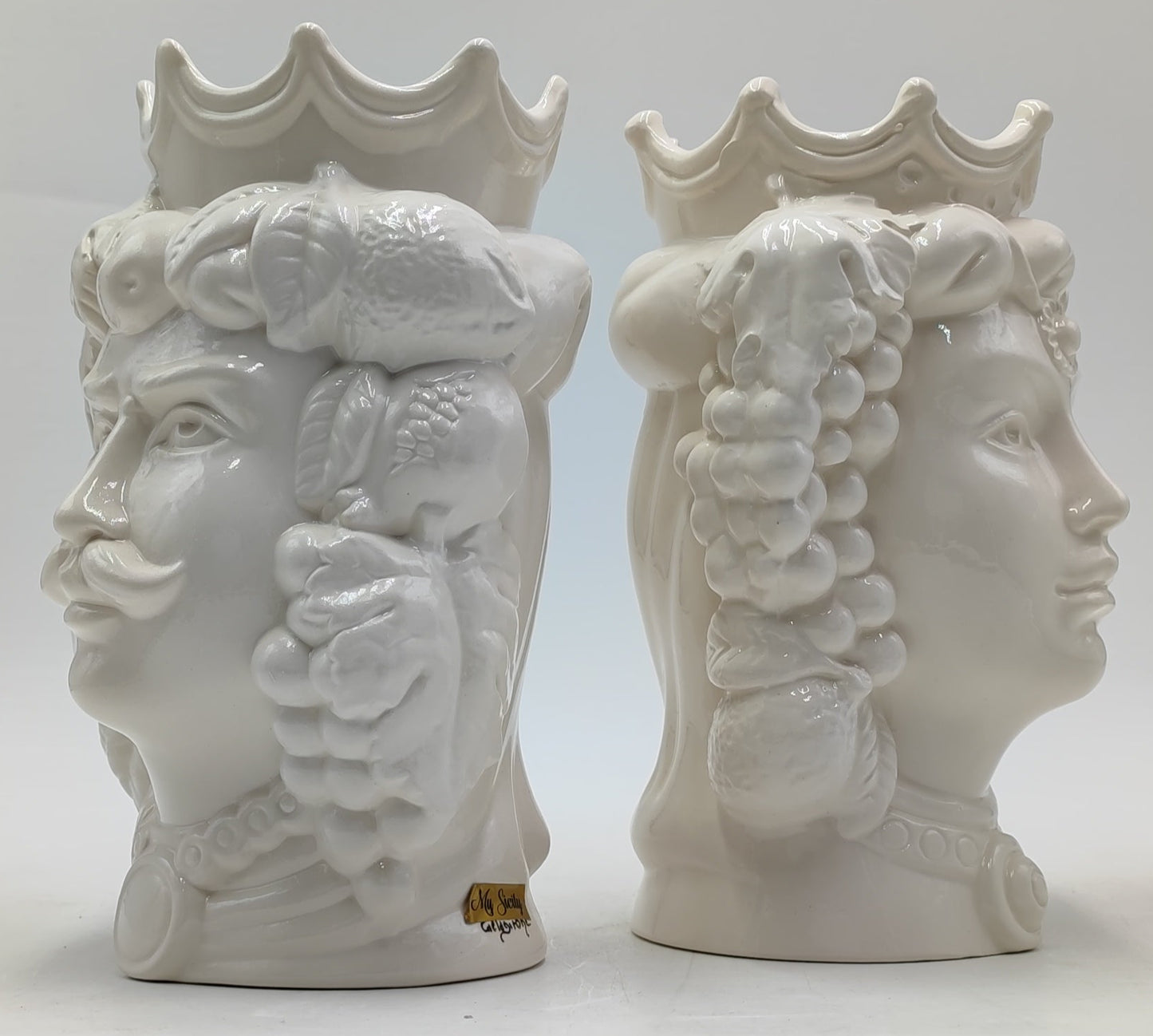Ceramica di Caltagirone " Sicilian Moorish heads" Greek style 25H