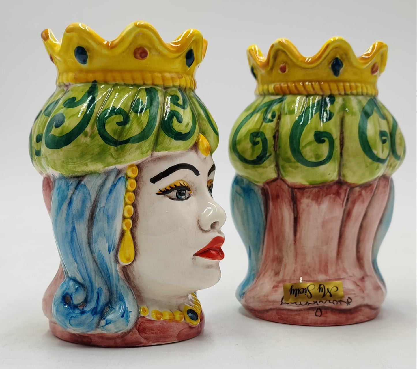 Ceramica di Caltagirone " Sicilian Moorish heads" Emiri style