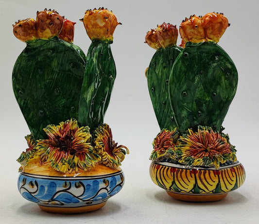 Ceramica di Caltagirone Prickly Pear Sculpture – 20 cm (7.8”) Height, 11 cm (4.3”) Width