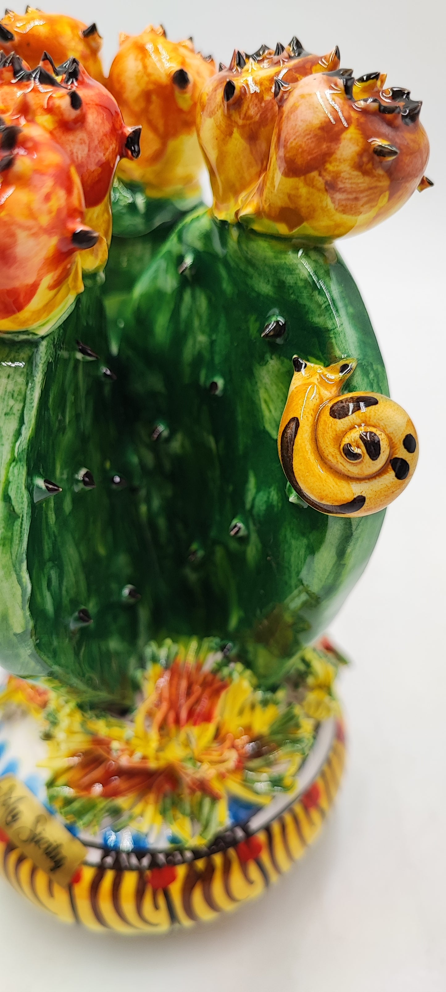 Ceramica di Caltagirone Prickly Pear Sculpture – 20 cm (7.8”) Height, 11 cm (4.3”) Width