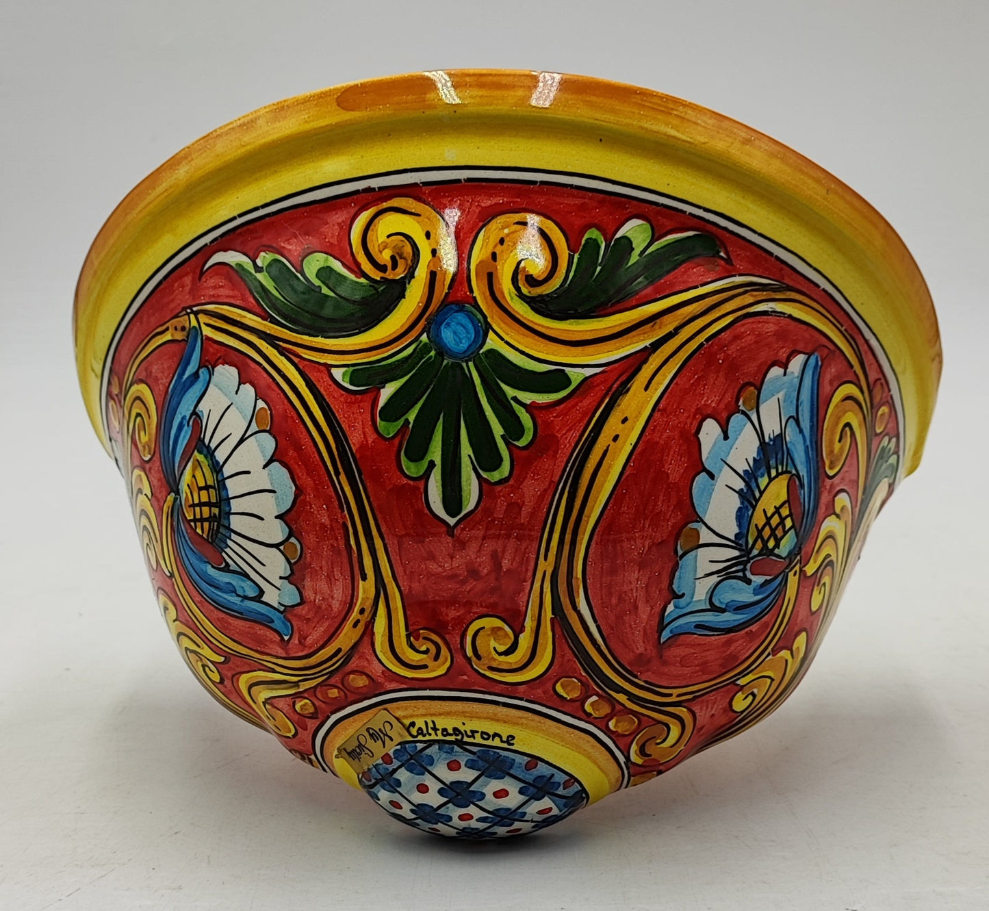 Hand-Painted Sicilian Wall Planters – Authentic Ceramica di Caltagirone, Italian Floral Design