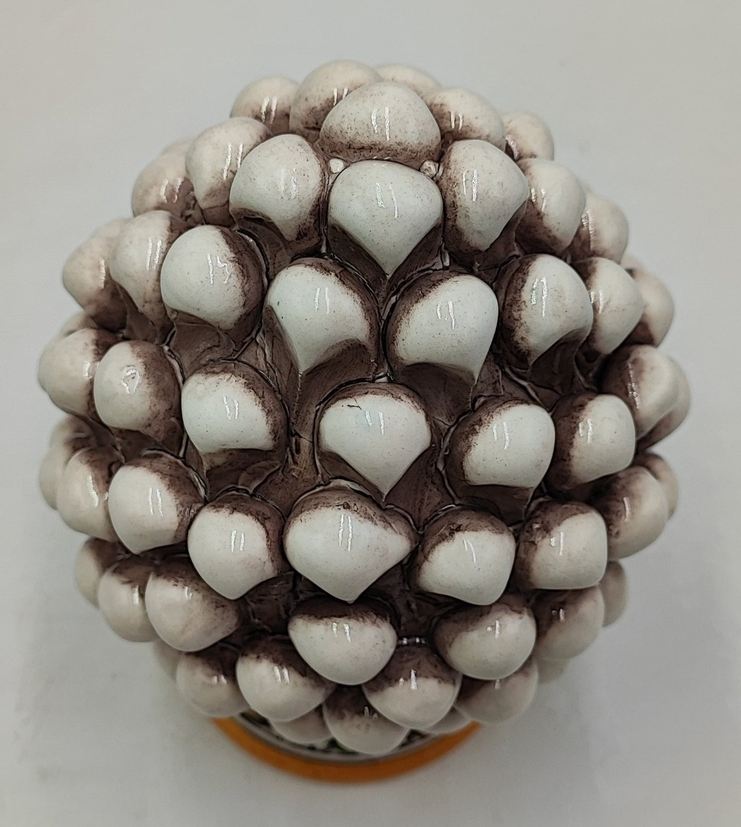 Handmade Sicilian Ceramic Pine Cone: Caltagirone Pottery, Sugar Paper Blue (7.87”)