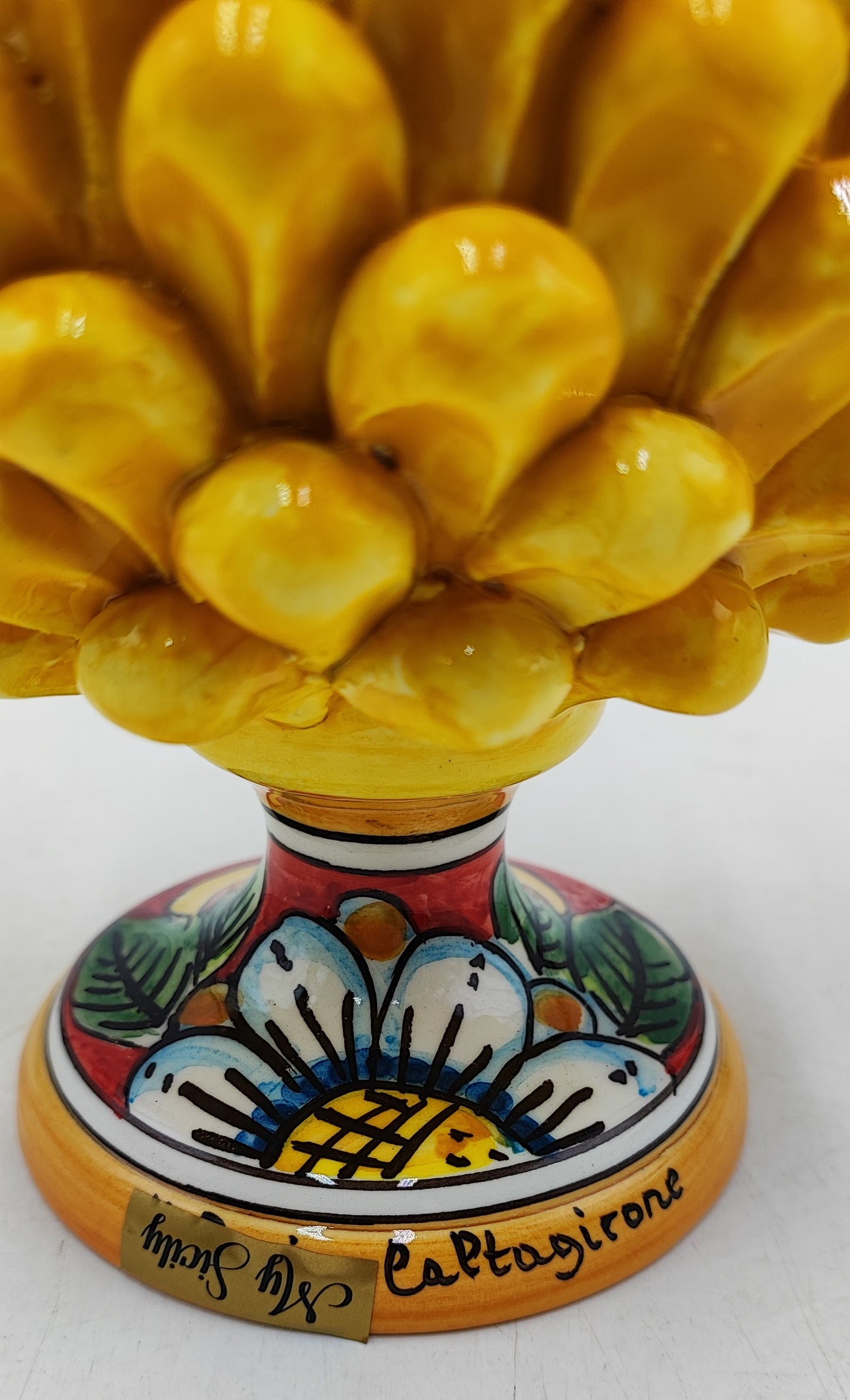 Handmade Sicilian Ceramic Pine Cone: Caltagirone Pottery, Sugar Paper Blue (7.87”)