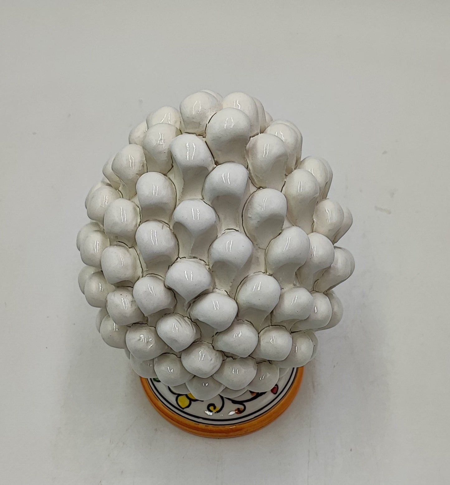Handmade Sicilian Ceramic Pine Cone: Caltagirone Pottery, Sugar Paper Blue (7.87”)