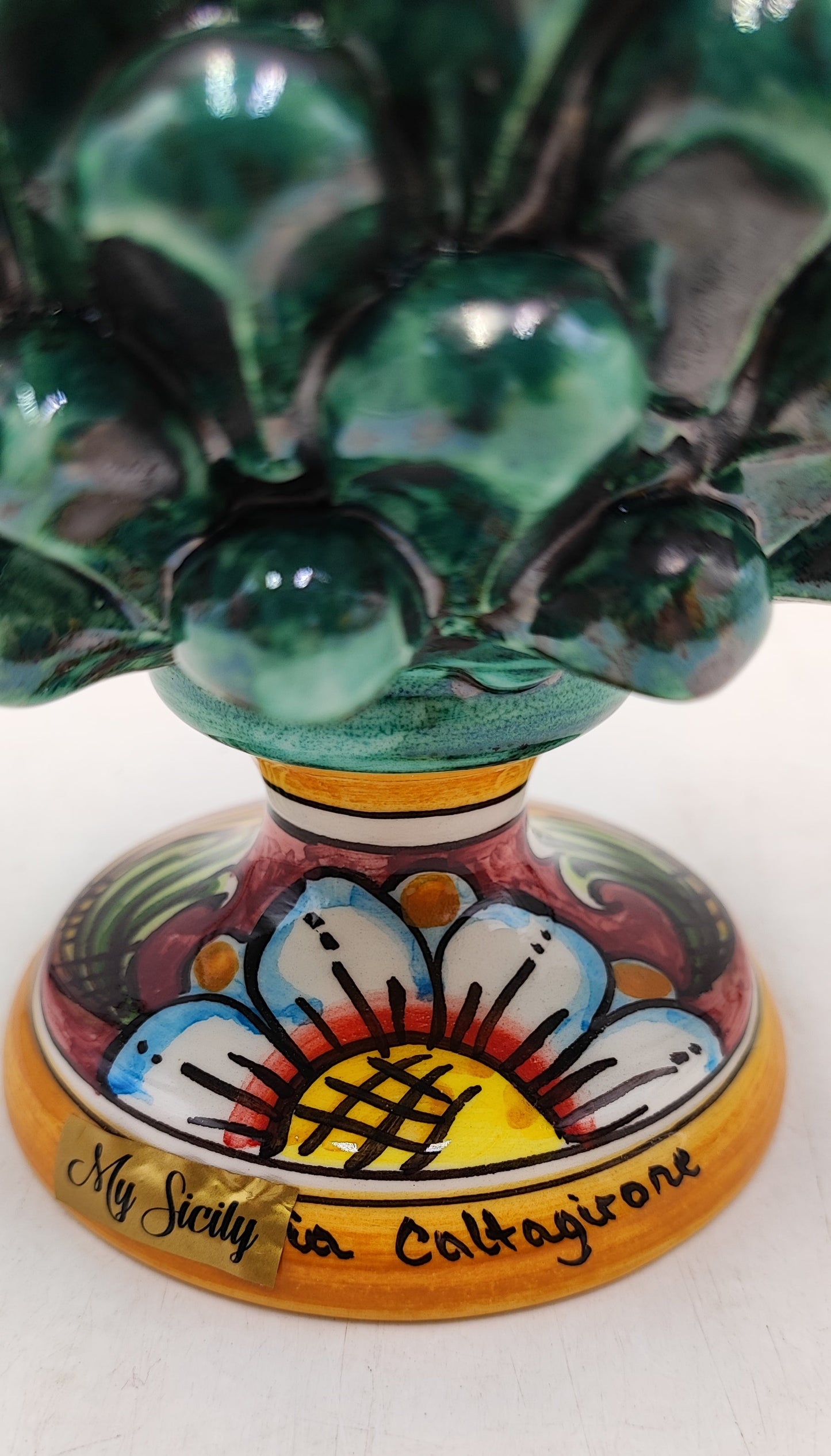 Handmade Sicilian Ceramic Pine Cone: Caltagirone Pottery, Sugar Paper Blue (7.87”)