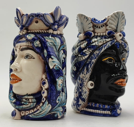 Ceramica di Caltagirone " Sicilian ( Africane Model ) Moorish heads" 20H