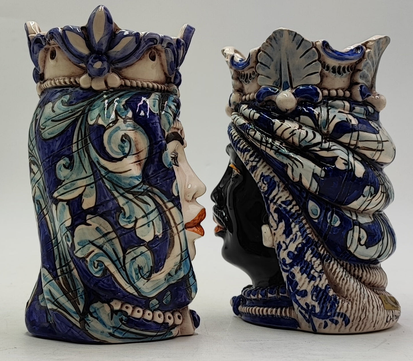 Ceramica di Caltagirone " Sicilian ( Africane Model ) Moorish heads" 20H