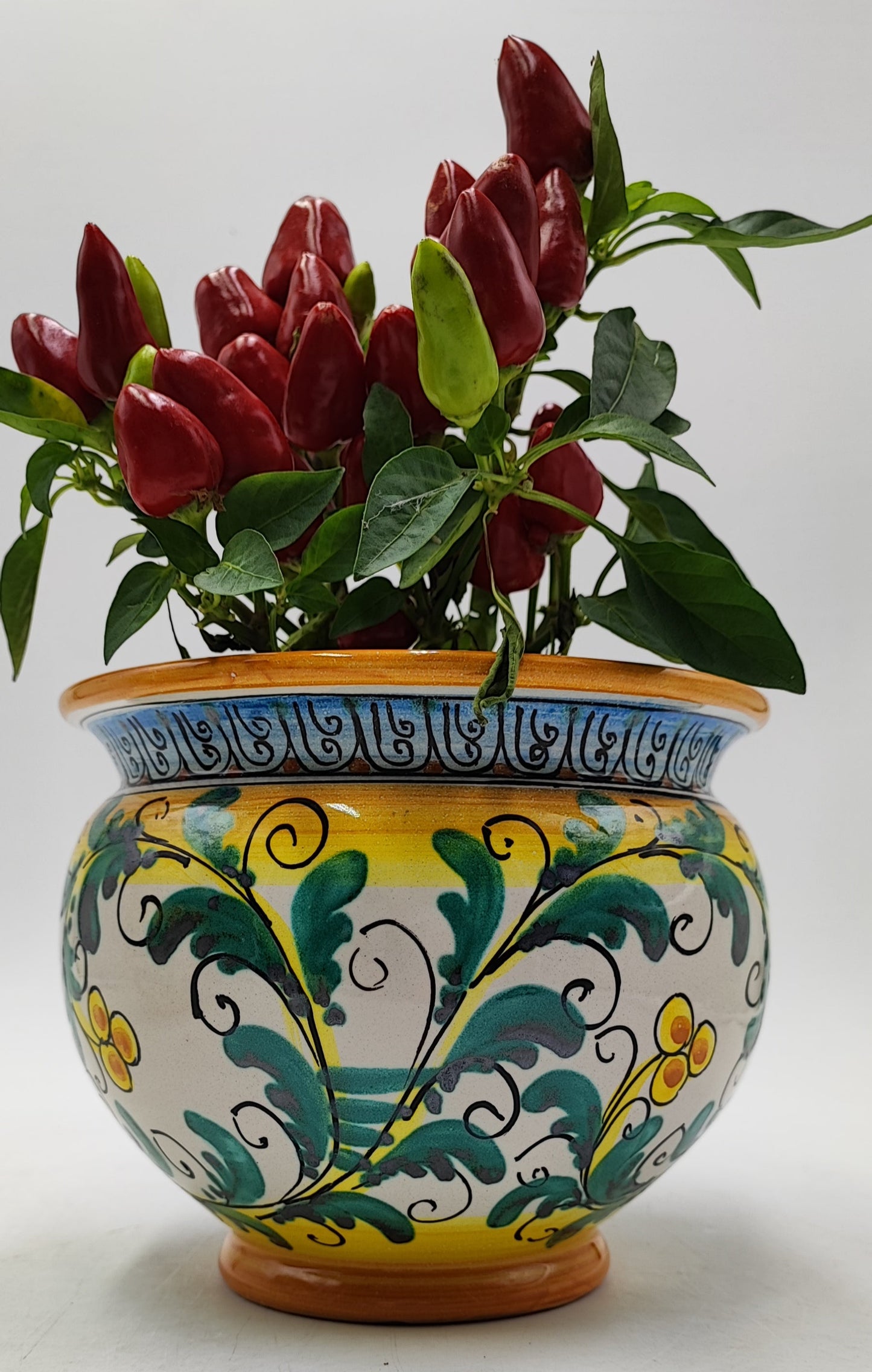Handcrafted Caltagirone Ceramic Vase Holder- Hand-painted Beauty