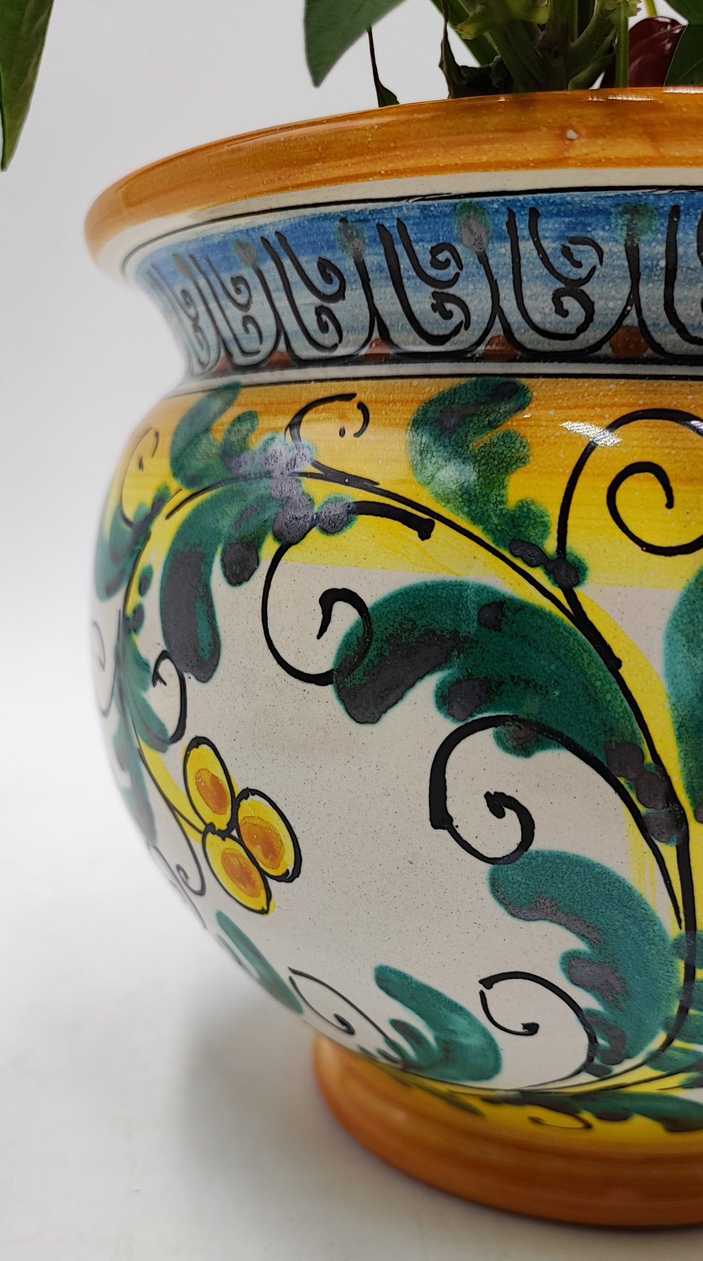 Handcrafted Caltagirone Ceramic Vase Holder- Hand-painted Beauty