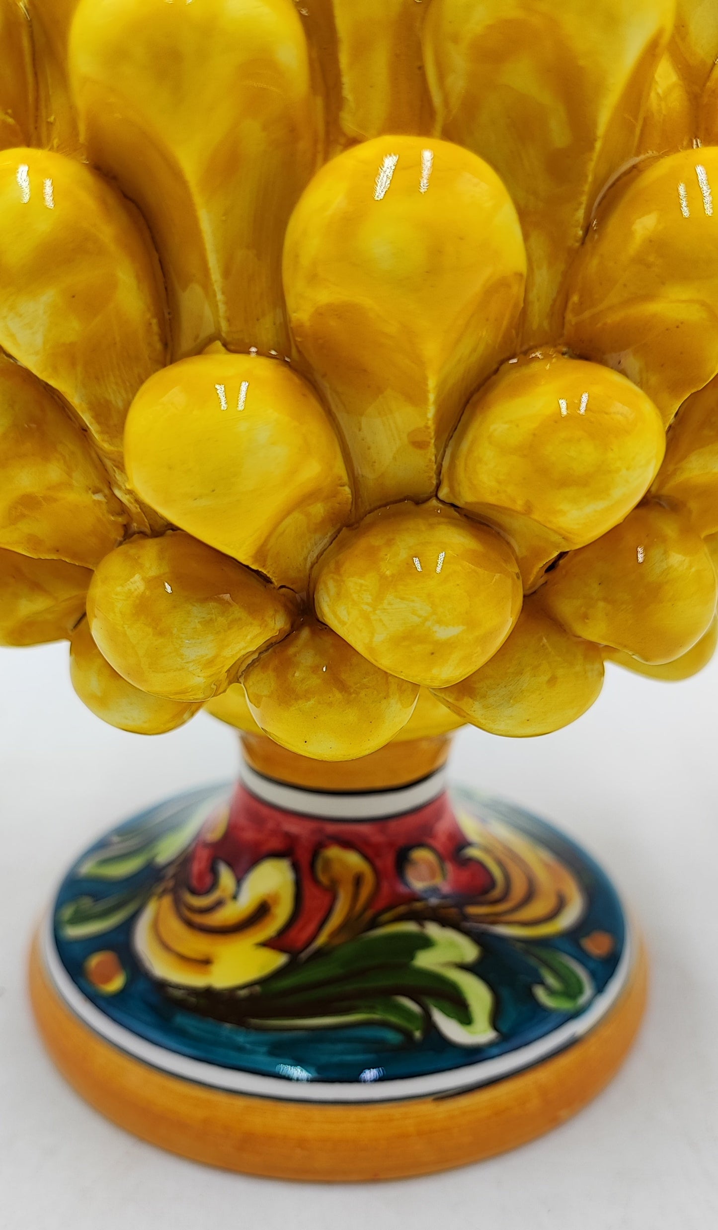Handmade Sicilian Ceramic Pine Cone: Caltagirone Pottery, Sugar Paper Blue (7.87”)