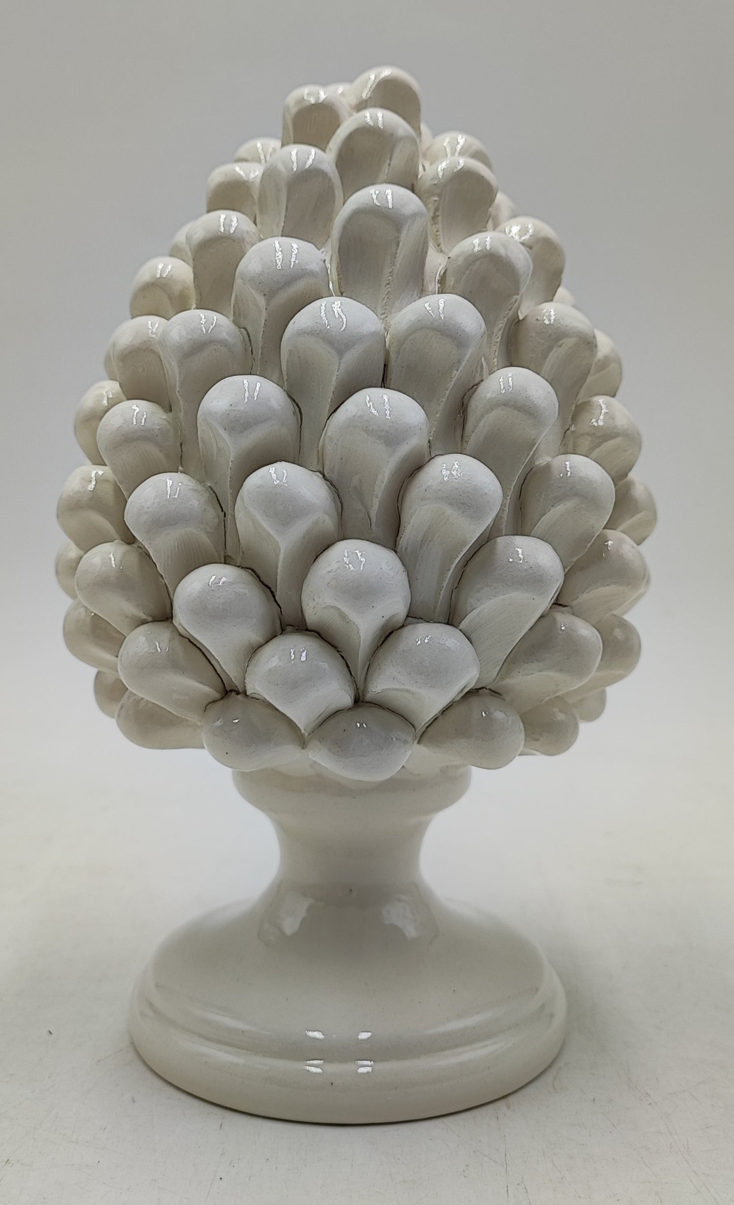 Handmade Sicilian Ceramic Pine Cone: Caltagirone Pottery, Sugar Paper Blue (7.87”)
