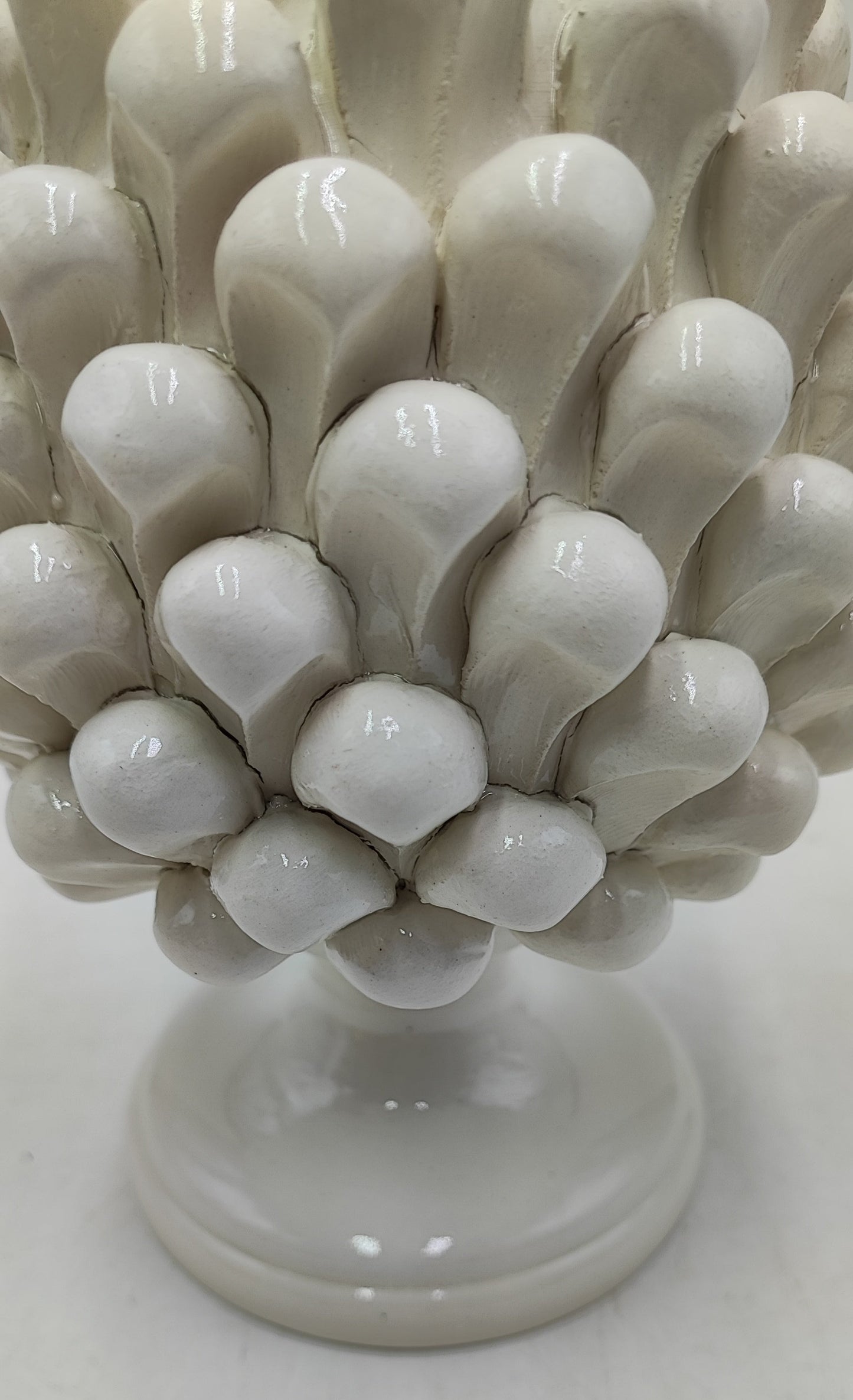 Handmade Sicilian Ceramic Pine Cone: Caltagirone Pottery, Sugar Paper Blue (7.87”)