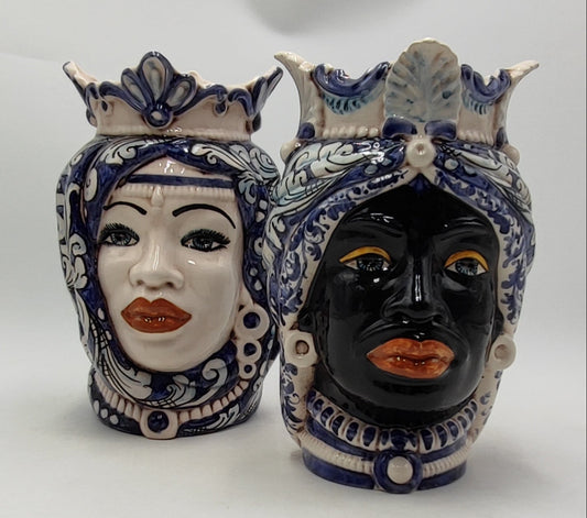 Ceramica di Caltagirone " Sicilian Moorish heads" 25H