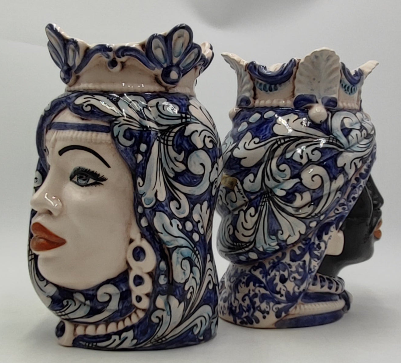 Ceramica di Caltagirone " Sicilian Moorish heads" 25H