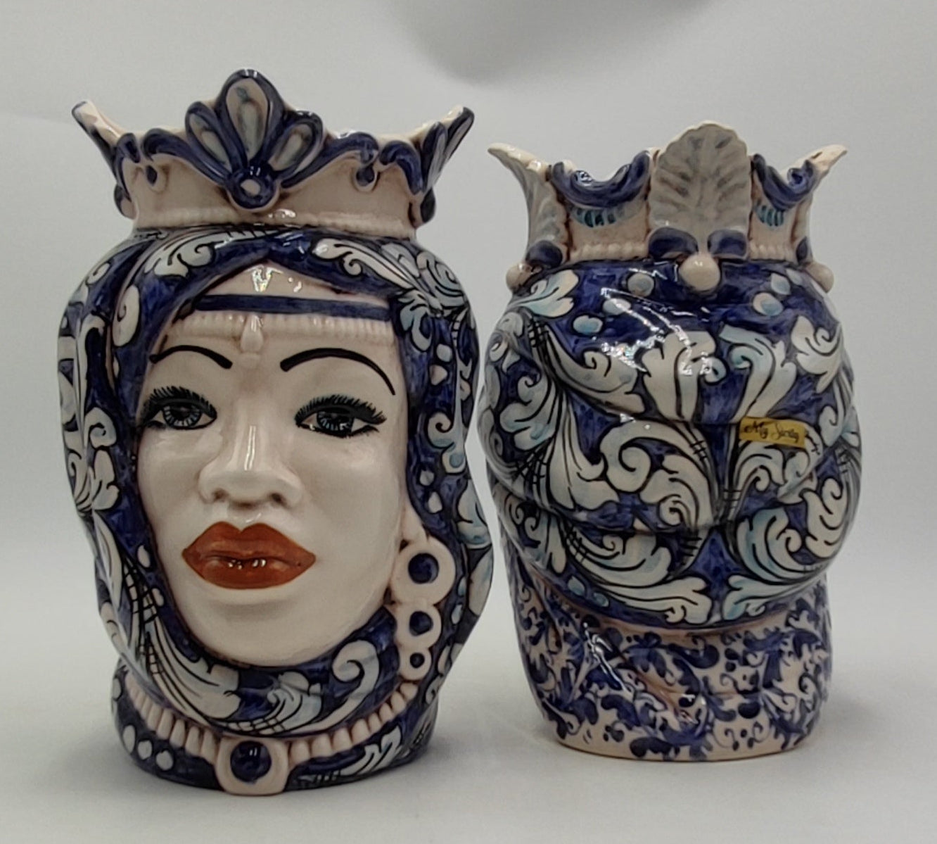 Ceramica di Caltagirone " Sicilian Moorish heads" 25H