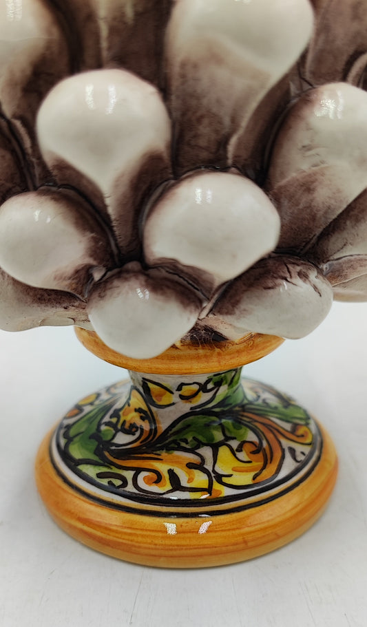 Sicilian ceramic pine cone, hand made, with decorative base and with out 15cm