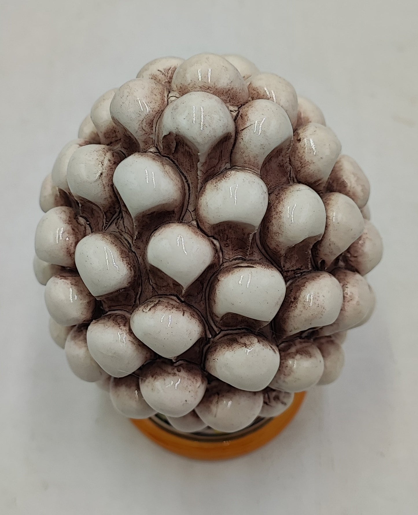 Sicilian ceramic pine cone, hand made, with decorative base and with out 15cm