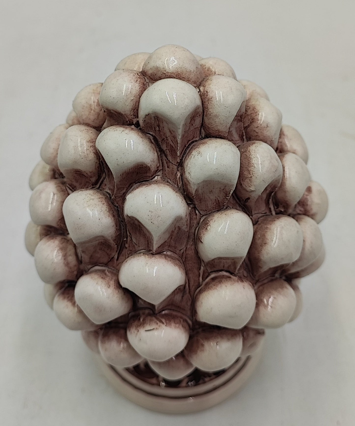 Sicilian ceramic pine cone, hand made, with decorative base and with out 15cm