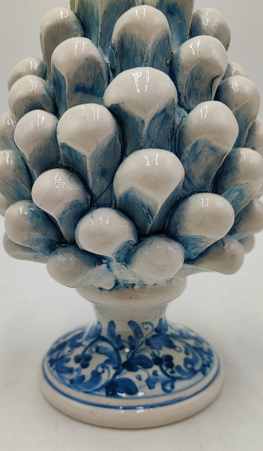 Sicilian ceramic pine cone, hand made, with decorative base and with out 15cm