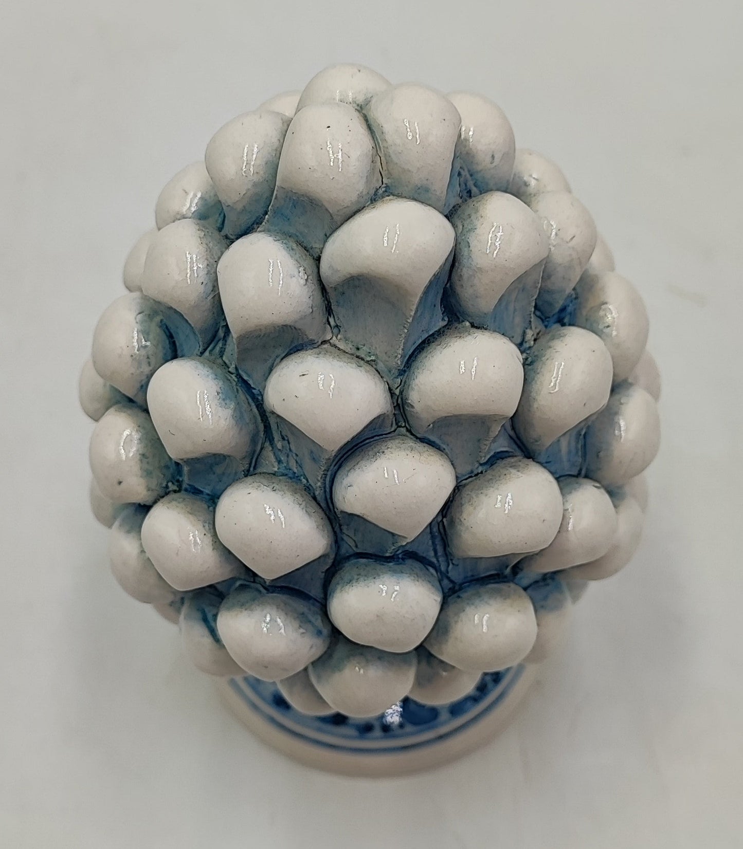 Sicilian ceramic pine cone, hand made, with decorative base and with out 15cm
